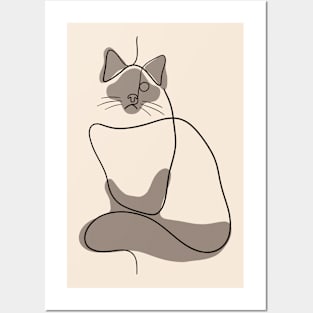 Persian Cat - Simple Minimalist Line Art Design Posters and Art